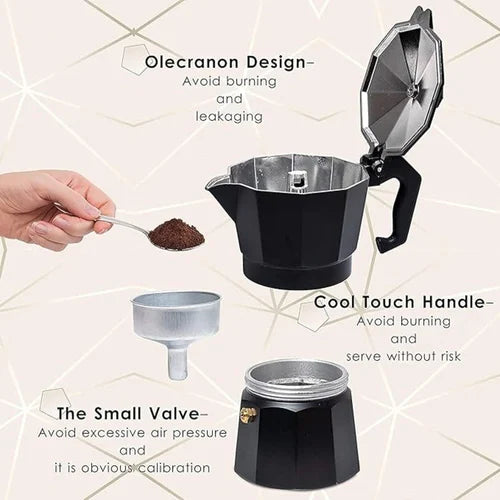 Moka Pot (Stovetop Coffee Maker) - (2-3 Cup)